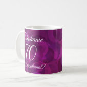Elegantes Rosa 70 und sensationeller Geburtstag Kaffeetasse (Vorderseite Links)