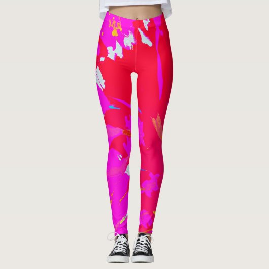 Elegantes rosa Abstraktes Muster Leggings (Vorderseite)