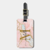 Elegantes rosa Agate Monogram, Initialskript Gepäckanhänger (Vorderseite vertikal)