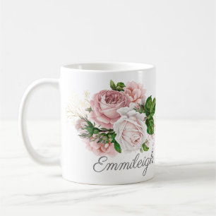 Elegantes Rosa Altrosa Blumenmuster Kaffeetasse