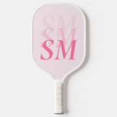 Elegantes rosa Anfangsmonogramm Pickleball Schläger (Vorderseite)