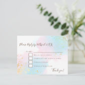 Elegantes Rosa Aquamarin mit Gold Confetti Wedding Postkarte (Stehend Vorderseite)