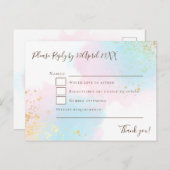 Elegantes Rosa Aquamarin mit Gold Confetti Wedding Postkarte (Vorne/Hinten)