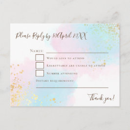 Elegantes Rosa Aquamarin mit Gold Confetti Wedding Postkarte