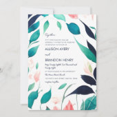 Elegantes, rosa Aquamarines blaues Aquarellfarben Einladung (Vorderseite)