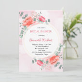 Elegantes, rosa Aquarell Blume Brautparty Einladung (Stehend Vorderseite)