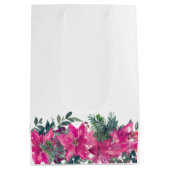 Elegantes, rosa Aquarell Blumenbräunchen Mittlere Geschenktüte (Rückseite)