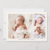 Elegantes rosa Aquarell-Blumengeburts-Mitteilung Einladung (Rückseite)