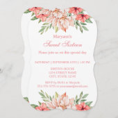 Elegantes rosa Aquarell Blumensüß 16 Einladung (Vorne/Hinten)