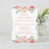 Elegantes rosa Aquarell Blumensüß 16 Einladung (Stehend Vorderseite)