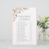 Elegantes Rosa Aquarell Brautparty Spiel (Stehend Vorderseite)