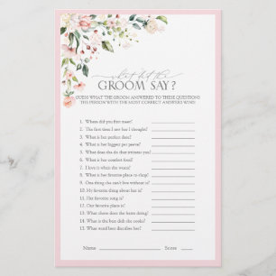Elegantes Rosa Aquarell Brautparty Spiel