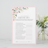 Elegantes Rosa Aquarell Brautparty Spiel (Stehend Vorderseite)