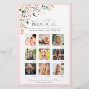 Elegantes Rosa Aquarell Brautparty Spiel