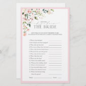 Elegantes Rosa Aquarell Brautparty Spiel (Vorne/Hinten)