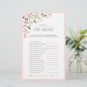 Elegantes Rosa Aquarell Brautparty Spiel (Stehend Vorderseite)