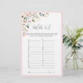 Elegantes Rosa Aquarell Brautparty Spiel (Stehend Vorderseite)