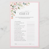 Elegantes Rosa Aquarell Brautparty Spiel (Vorderseite)