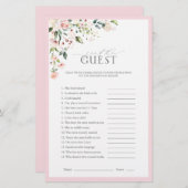 Elegantes Rosa Aquarell Brautparty Spiel (Vorne/Hinten)