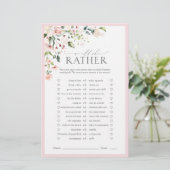 Elegantes Rosa Aquarell Brautparty Spiel (Stehend Vorderseite)