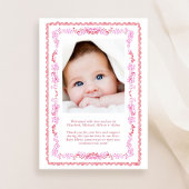 Elegantes Rosa Aquarell Foto Girl Birth Ankündigung