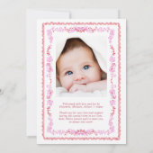 Elegantes Rosa Aquarell Foto Girl Birth Ankündigung (Rückseite)