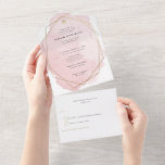 Elegantes rosa Aquarell Gold Rahmen Bat Mitzvah All In One Einladung<br><div class="desc">Diese moderne Einladung besticht durch einen hübschen Aquarellspritzguss mit Goldfolienakzenten der Imitate. Verwenden Sie das einfache Vorlagenformular,  um Ihren Text hinzuzufügen,  oder verwenden Sie die Funktion Anpassen.</div>