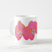 Elegantes rosa Aquarell Orchid Gemälde Kaffeetasse (Vorderseite Links)