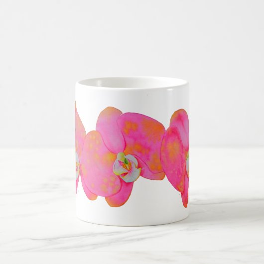 Elegantes rosa Aquarell Orchid Gemälde Kaffeetasse (Mittel)