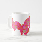 Elegantes rosa Aquarell Orchid Gemälde Kaffeetasse (Vorderseite Links)