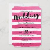 Elegantes rosa Aquarell Stripes Einladung (Vorderseite)