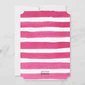 Elegantes rosa Aquarell Stripes Einladung (Rückseite)