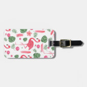 Elegantes rosa Aquarell tropisches Flamingo Blumen Gepäckanhänger (Vorderseite horizontal)