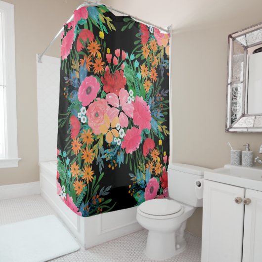 Elegantes rosa Aquarellfarben Blumenmodedesign Duschvorhang (Beispiel)