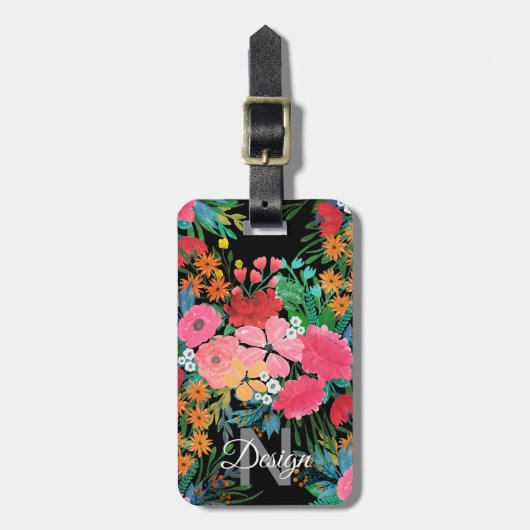 Elegantes rosa Aquarellfarben Blumenmodedesign Gepäckanhänger (Vorderseite vertikal)