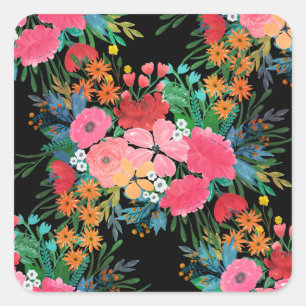 Elegantes rosa Aquarellfarben Blumenmodedesign Quadratischer Aufkleber
