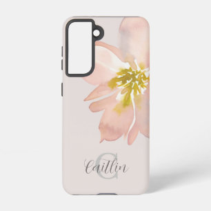 Elegantes Rosa Aquarellfarben-Monogramm Samsung Galaxy Hülle