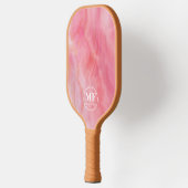 Elegantes rosa Aquarellmuster - Monogramm Pickleball Schläger (Links)