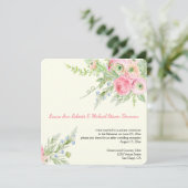 Elegantes rosa Aquarellpapier Rose Hochzeiten Einladung (Stehend Vorderseite)