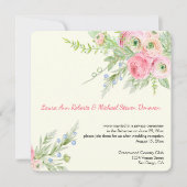 Elegantes rosa Aquarellpapier Rose Hochzeiten Einladung (Vorderseite)