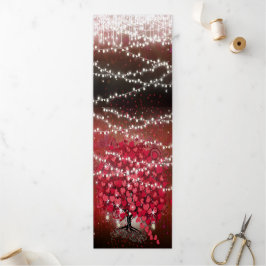 Elegantes Rosa auf Black Heart Leaf Hochzeit Dreifach Gefaltete Einladung