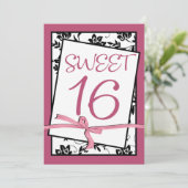 elegantes rosa Band süß 16 Einladung (Stehend Vorderseite)