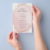 Elegantes rosa Bat Mitzvah Party Paper Menu Flyer (Handgriff)