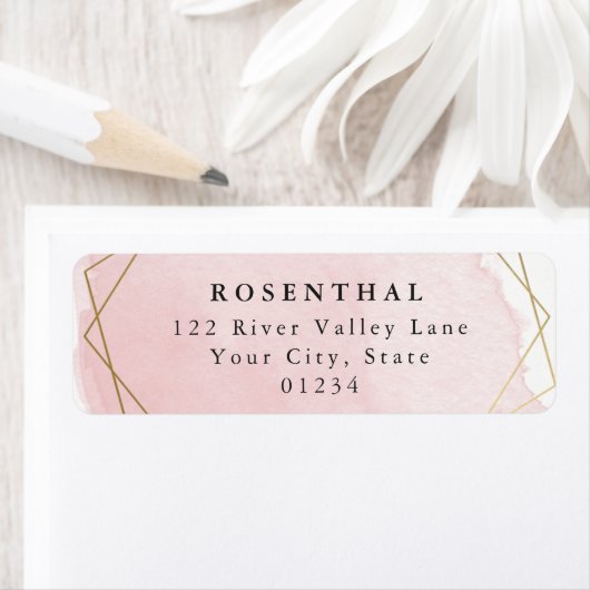 Elegantes rosa Bat Mitzvah Rücksendeadresse Label (Insitu)