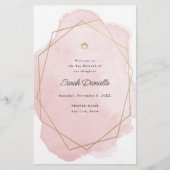 Elegantes rosa Bat Mitzvah Zeremonie Papier Progra (Vorne)