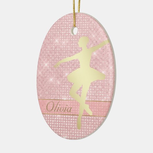 Elegantes Rosa beleuchtet Goldballerina Keramikornament (Links)