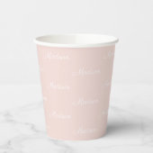 Elegantes, rosa, benutzerdefiniertes Skriptnamensm Pappbecher (Links)