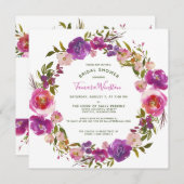 Elegantes Rosa Berry Lila Brautparty Einladung (Vorne/Hinten)