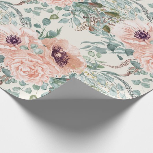 Elegantes rosa Blätter Geschenkpapier (Ecke)