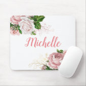 Elegantes Rosa Blau Blau Weiß Mousepad (Mit Mouse)